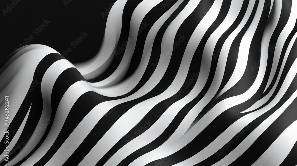 Aufkleber black and white striped wavy pattern for use in backgrounds and design elements