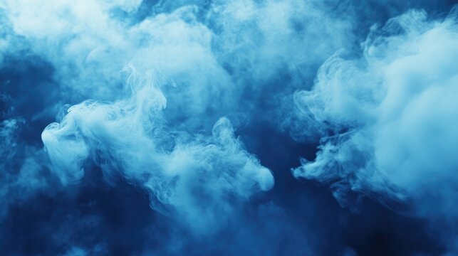 Blue smoke clouds creating a calming background for relaxation and meditation ideal for advertising and digital rendering purposes