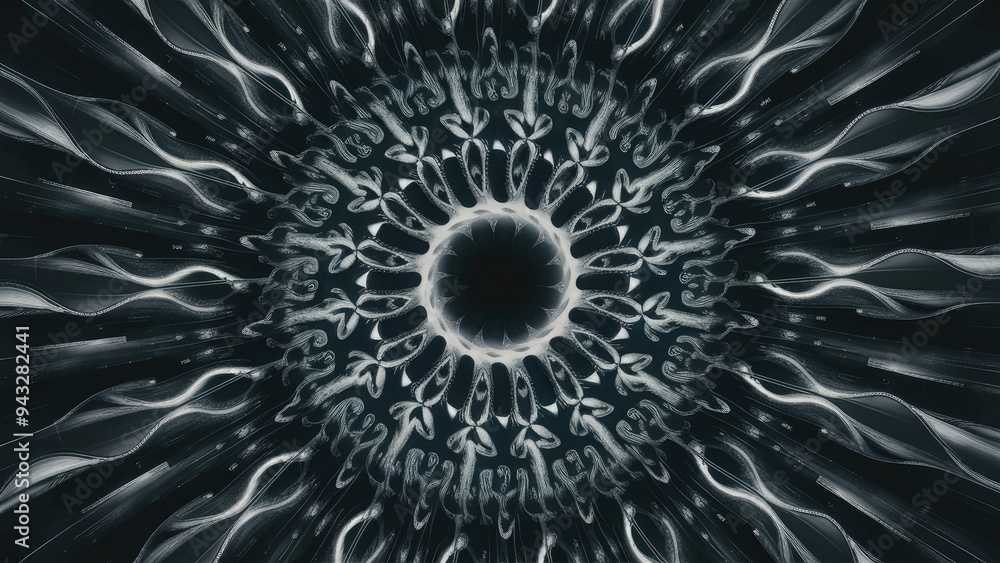Fototapete black and white digital abstract fractal background created using computer graphics.