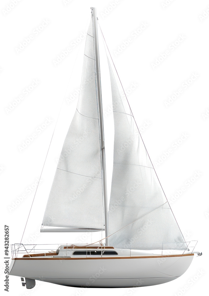 Sticker PNG Elegant sailboat on white background