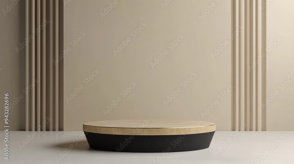 Aufkleber 3d rendering of a podium pedestal in a minimalist blank space background designed for product mockup