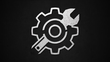 Black and white logo design featuring a mechanic gear and wrench elements
