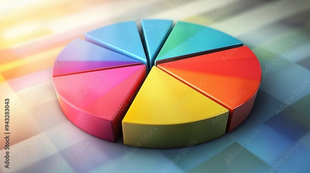 Poster 3d representation of a pie chart analysis