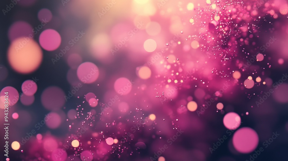 Poster Abstract pink bokeh circles creating a stunning background filled with vibrant particles