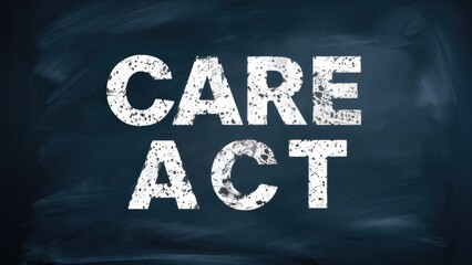  Care Act Illustration - Grunge-Style Text on Blackboard Background.