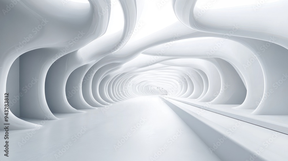 Aufkleber abstract architectural background featuring smooth white surfaces and gray lines 3d illustration and