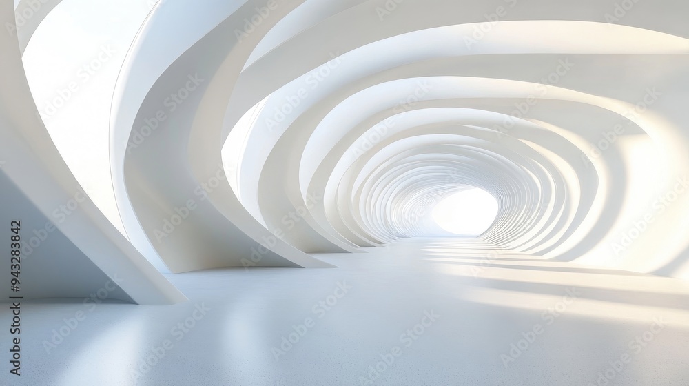 Poster abstract architectural background featuring a curved interior design in a 3d render