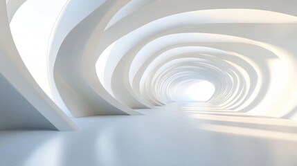 Abstract architectural background featuring a curved interior design in a 3D render