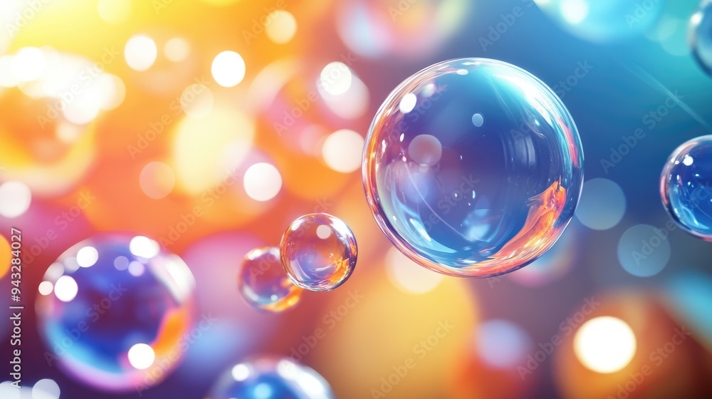 Aufkleber abstract background featuring glossy glass bubbles and spherical shapes in a dynamic geometric compo