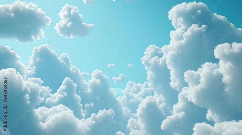 Poster abstract background of a cloudy blue sky featuring small clouds created through 3d rendering
