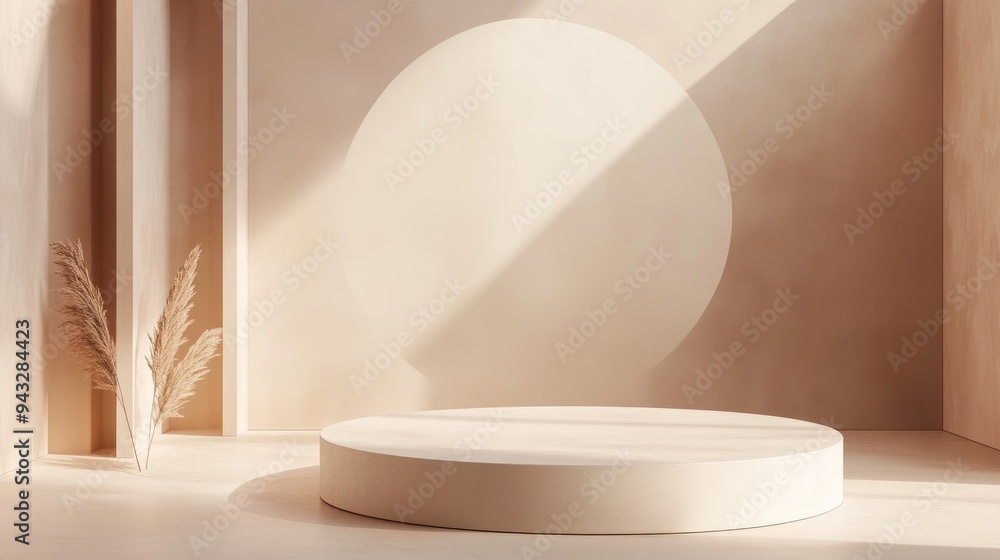 Poster abstract background template featuring a minimal scene with geometric walls studio podium designed f