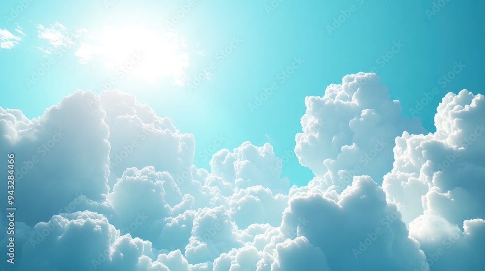 Aufkleber abstract blue sky background featuring soft tiny clouds rendered in a three dimensional style