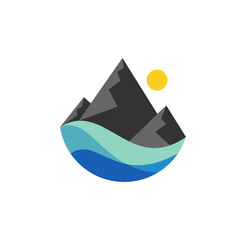 lakes and mountains logo, with simple concept