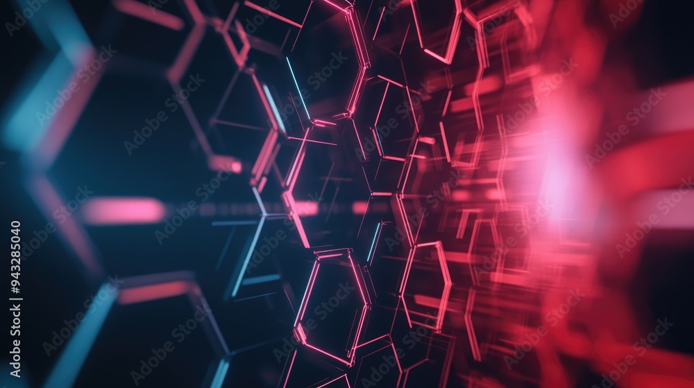 Poster abstract hexagon backdrop featuring a technological polygonal design with a focus on digital futuris