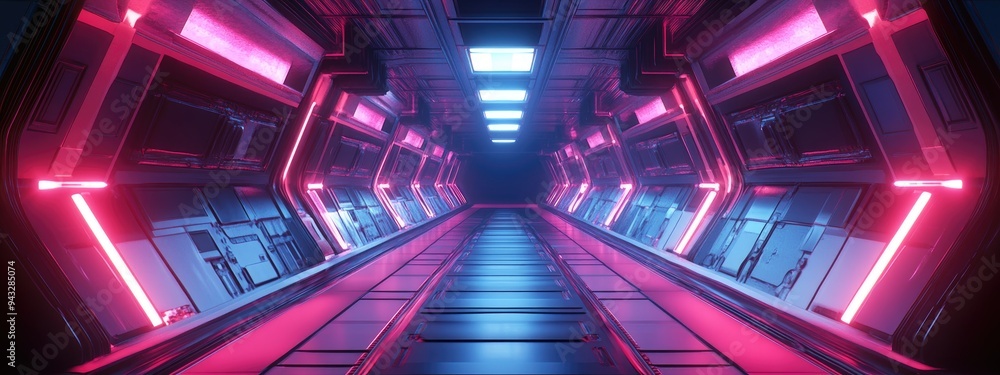 Poster 3d rendering of a space environment prepared for character composition