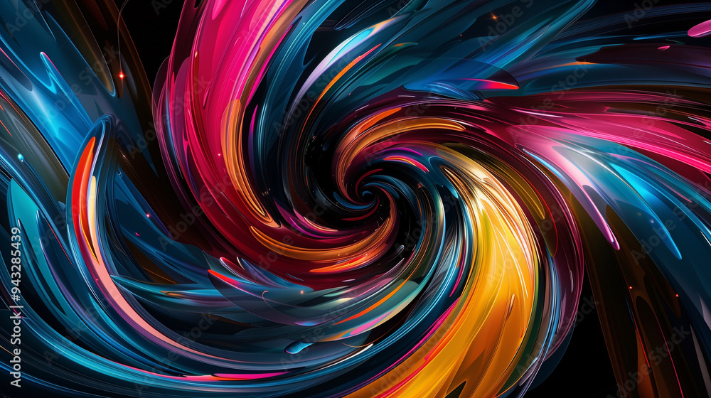 Wall mural vibrant and dynamic swirl of colorful lights creating an abstract vortex, symbolizing energy and cre