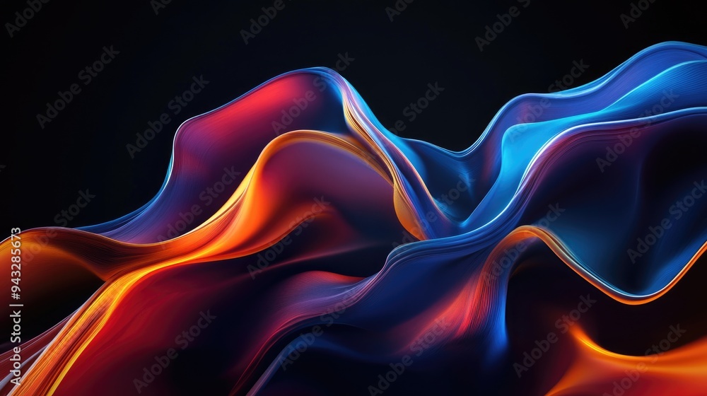 Poster Colorful abstract shape on a dark background 3D rendering