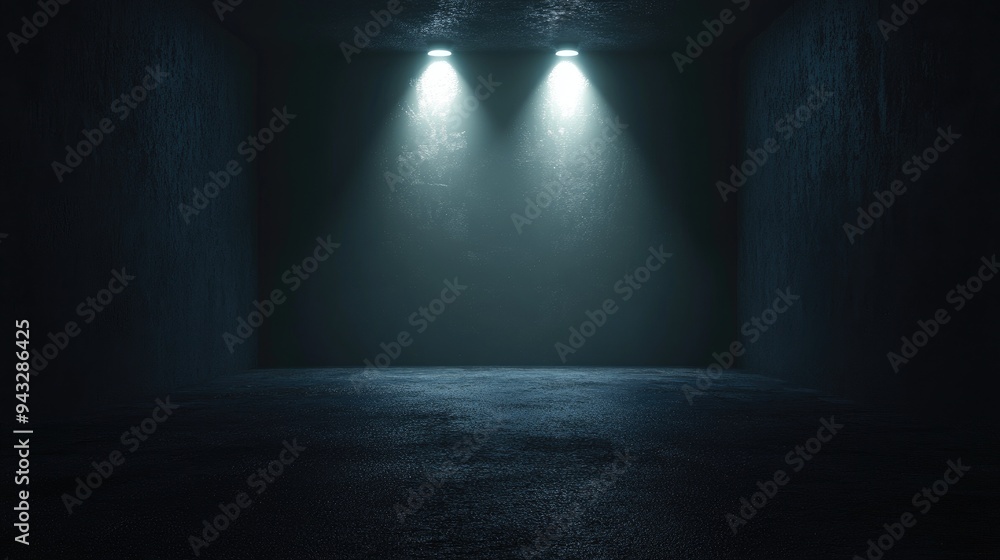 Poster 3D rendering of a dark background illuminated by overhead lighting