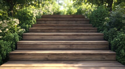 3D rendered background featuring wooden stairs suitable for home or garden settings ideal for web pages seasonal themes presentations or product images and backgrounds