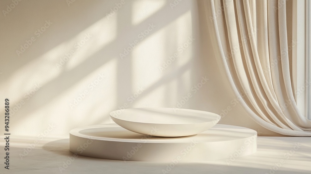 Poster 3d rendering of a minimalist product display backdrop for fashion and cream cosmetics decor contempo