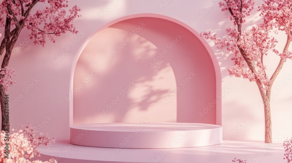 Aufkleber 3d product display backdrop featuring a showcase podium