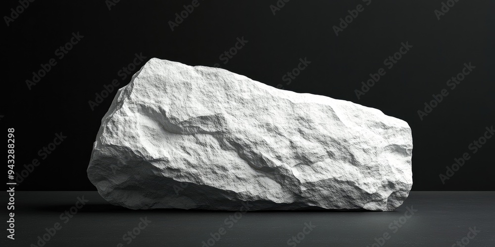Poster 3D blank white stone against a black background Presentation display for commercial products showcase setting mockup scene 3D rendering