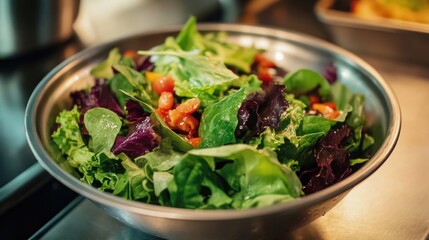 Fresh Green Salad with Cherry Tomatoes in a Bowl