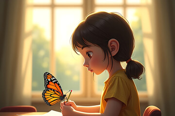 girl with butterfly