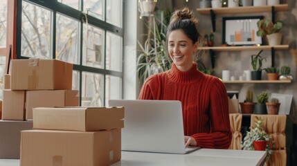 The woman packing orders
