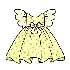 Summer yellow dress for girls with lush ruffles in polka dot ornament