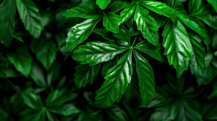 Close Green Plant With Lots Leaves