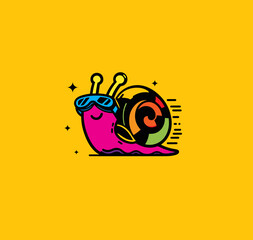 Vector Illustration of a Snail with Goggles – Slugs Speed