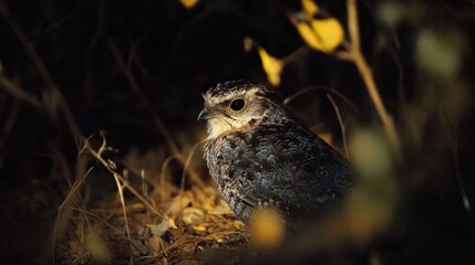Nightjar in the Shadows: A Close-up Portrait