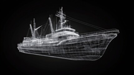 Wireframe Model of a Fishing Vessel
