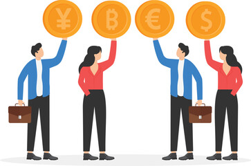 hands of people of different nationalities of different countries, world currency

