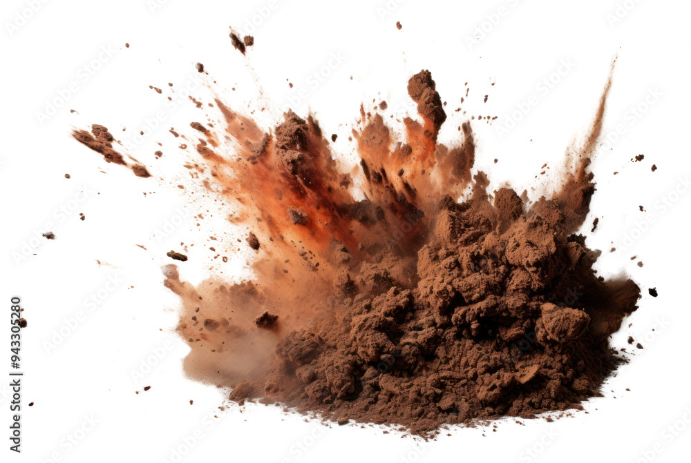 Poster png soil white background splattered exploding.