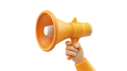 Hand holding megaphone icon isolated on transparent background