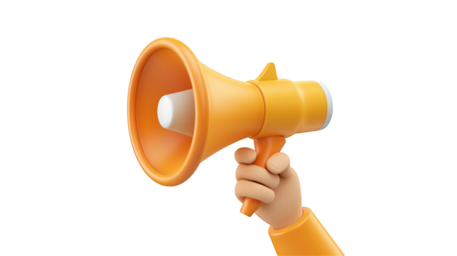 Hand holding megaphone icon isolated on transparent background