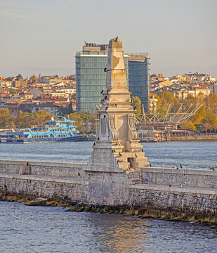 Abdulhamid Monument Haydarpasa Breakwater at Kadikoy in Istanbul Turkey