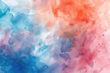 Fototapeta premium The artistic background is made in digital watercolor. Abstract strokes of blue, red and pink on a white background