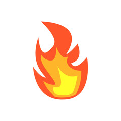 Illustration of a red orange flame icon. Simple and glowing.