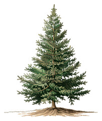 Obraz premium PNG Vintage evergreen tree illustration