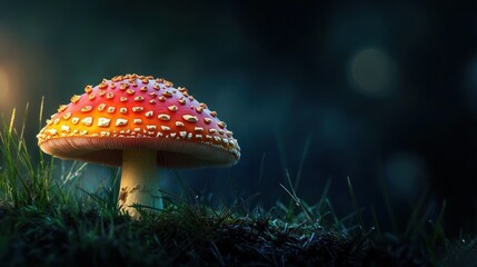 Red and White Mushroom in the Forest