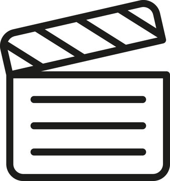 Camera clapper icon. Linear style. Cinematography symbol.