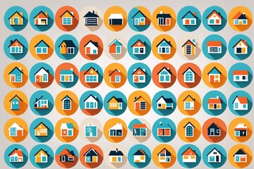 A set of home and lifestyle icons suitable for use in real estate and interior design infographics