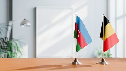 FLAGS OF AZERBAIJAN AND CHAD ON TABLE