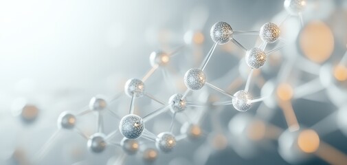 Close-up view of molecular structures showcasing intricate connections in a scientific and abstract setting.