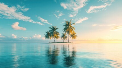 Fototapeta premium Tropical Paradise: Palm Trees on a Secluded Island