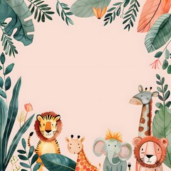 Fototapeta premium The giraffe is looking to the right and the tiger is looking to the left