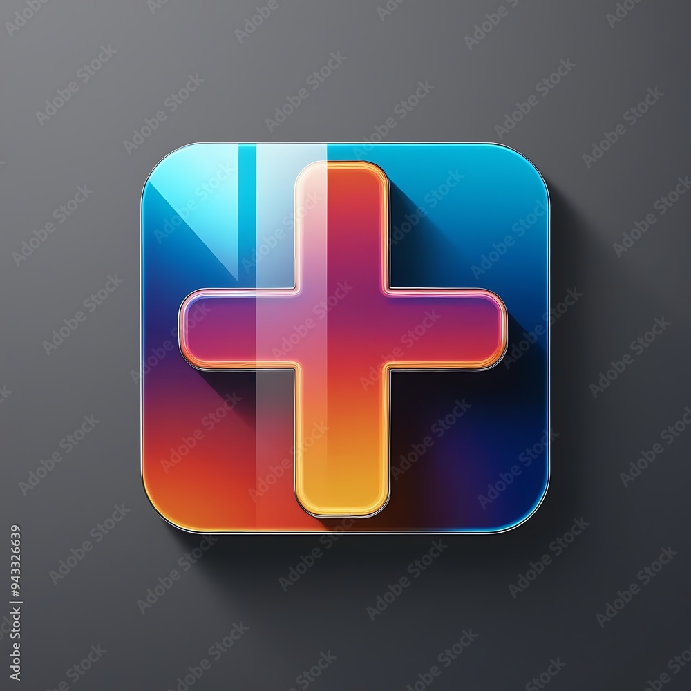 Fototapete plus symbols icon with colorful gradient. 3d rendering illustration for graphic design, ui ux design